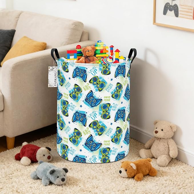 Game Storage Bin Foldable Nursery Basket | Foldable with Waterproof PE Coating Organizer Bin for Kids Boys and Girls,Office,Bedroom,Clothes