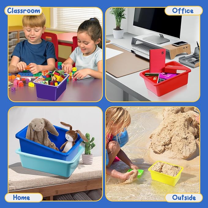 8-Pack Colorful Classroom Storage Bins, Plastic Cubby Book Bins for Classroom Organization, Book & Toy Storage Organizer, Perfect for Classroom Library, Shelves, STEM Centers, Daycare & Homeschool