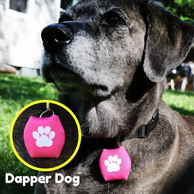 Dapper Dog - Dog Tag Silencer with Tag Ring (Pink with Large White Paw Print) (Pink)