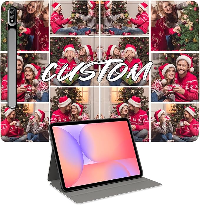 Custom Photo Personalized Flip Case for Samsung Galaxy Tab S8+/S8 Plus 12.4 inch(2022),Model Code: SM-X800/X806, Samsung Galaxy Tablet Customized Picture Text Leather Stand Cover Protective Case