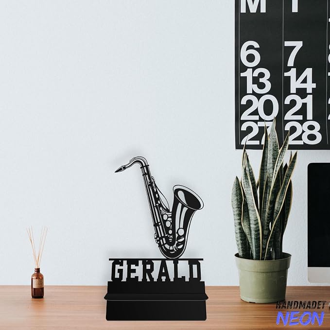 Personalized Saxophone Cell Phone Holder, Custom Name Musician Desk Stand, Metal Instrument Dock, Smartphone Stands, Music Decor Gifts For Friends, Musical Lovers, Christmas