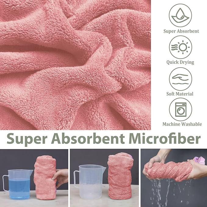 Dog Bathrobe Super Absorbent Towel Robe - Microfiber Bath Towels Fast Drying Coat for Dogs, Cute Dogs Clothes Adjustable Collar & Belly Strap Warm Keeping Hooded Dog Towel (Pink, XX-Large)