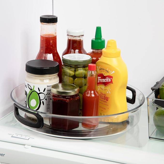 Progressive ProKeeper+ Pantry & Refrigerator Storage Containers – Modular Bins and Organizers (High-Wall Turntable, 11.8"L x 11.8"W x 2.5"H)