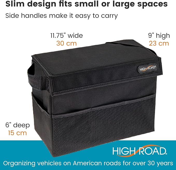 Carganizer Car Storage Bin with Lid for Front Seat, Back Seat or Trunk | Multipurpose Compact Car Organizer Holds Driving Essentials, Paperwork, Cleaning Supplies, Road Trip and Pet Needs