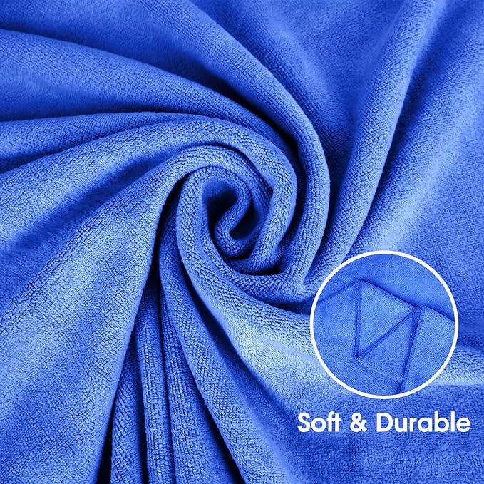 JML Large Bath Towels Set of 2, 30x60 Inches, Microfiber Body Towel with Hanging Loop - Soft Absorbent, Quick Dry, Lint-Free for Bathroom,Hotel,Gym, Yoga, Swimming, SPA, Fitness, Sport, Dark Blue