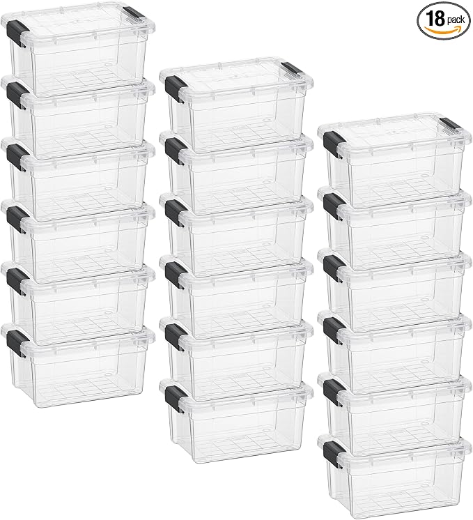 Superio 1.85 Quart Clear Plastic Storage Boxes with Lids, Stackable Organizer Containers, BPA-Free Storage Bins for Home, Office, School & Dorm, 18 Pack