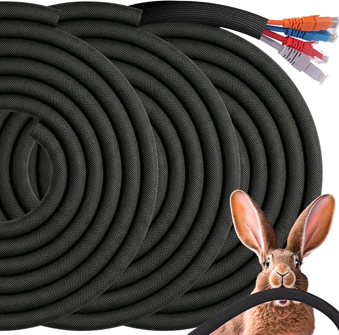Poen 3 Pack 30ft Cord Protectors from Pets No Chew, 3/8 Inch
