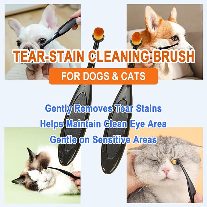 9-Piece Dog Tooth Brushing Kit, Pet Dental Hygiene & Grooming Set for Dogs and Cats, Includes Dual-Head Toothbrush, Finger Brushes, Tongue Scraper and Tear-Stain Grooming Brush