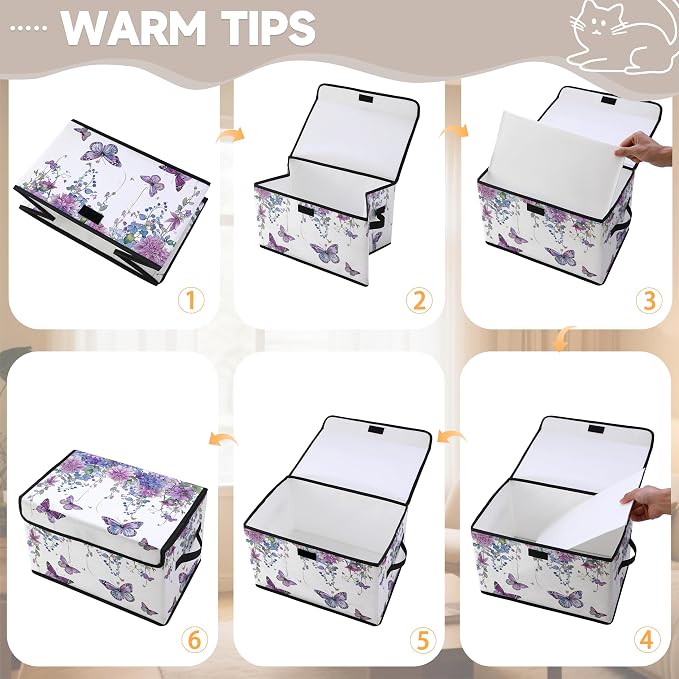 Fabric Storage Bins with Lids,Under Bed Storage Containers 3Pack | Stackable Clothes Storage Bins with Lids,Closet Organizers Fabric Box for Home and Office,Blanket Clothes Organizers