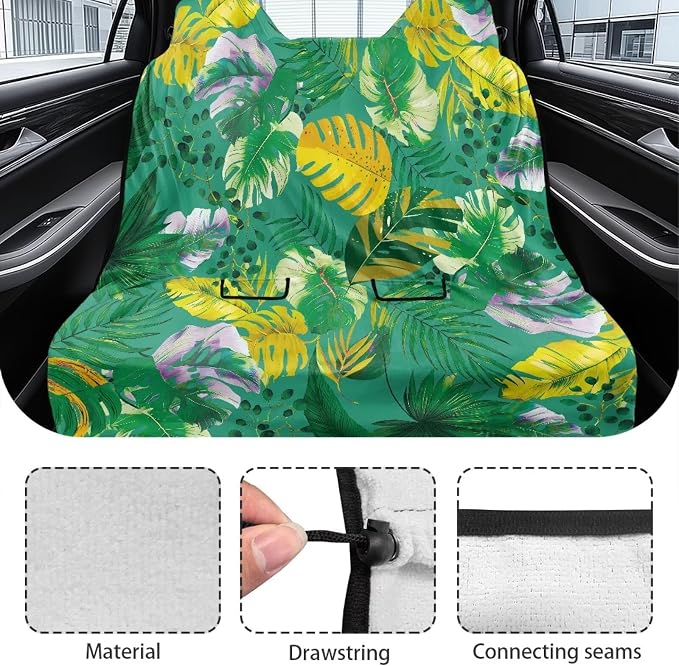 Renewold Car Back Seat Towel Cover After Gym Running Workout Rear Bench Protective Dog Car Seat Cover Cushion Mat Universal Fit Most Vehicles Bus Train Airplane Tropical Palm Leaves Camping Pads