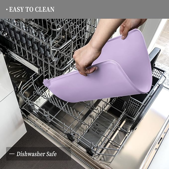 Reopet Waterproof Pet Feeding Mat, Non-Slip Silicone Placemats for Dog Cat Food and Water Bowl, High Raised Edges to Prevent Spills and Protect Floors