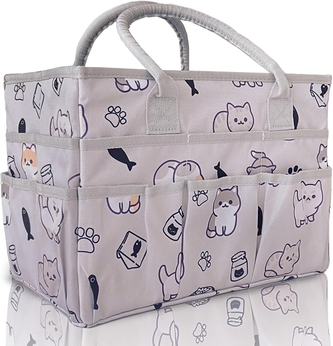 Cupohus Art Organizer Craft Storage Tote Bag with Pockets and Handles Pet | Portable Supply Storage for Sewing, Scrapbooking, Journal, Oxford Fabric Carrying Caddy for Teacher, Officer, Artist