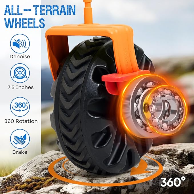 Old Bahama Bay 400L Collapsible Double Decker Beach Wagon with Brakes, Folding Beach Cart with 54" Extra Long Decker, 450LBS Heavy Duty Wagon Chart with All-Terrain Big Wheels for Sand Camping Garden