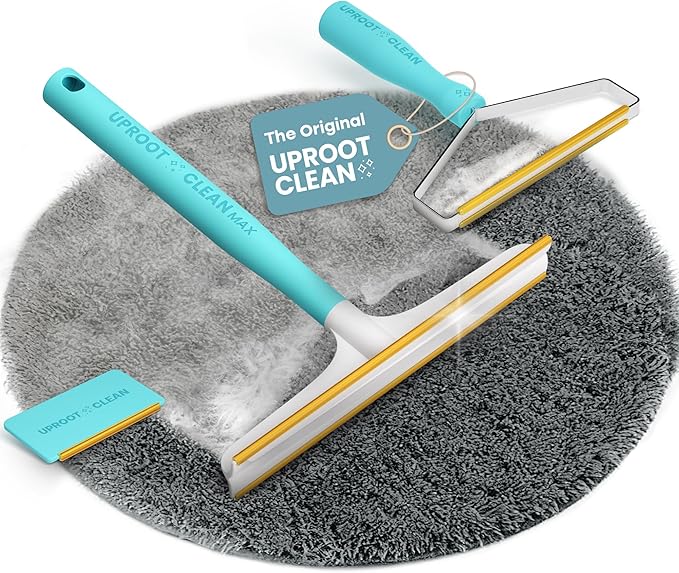 Uproot Clean Fur-Nado Survival Kit - Uproot Cleaner Pro Pet Hair Remover Tool + Mini & Max Variants - Pet Hair Removal Tool and Carpet Rake - Easy Cat & Dog Fur Scraper Bundle