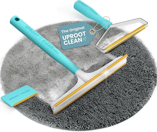 Uproot Clean Fur-Nado Survival Kit - Uproot Cleaner Pro Pet Hair Remover Tool + Mini & Max Variants - Pet Hair Removal Tool and Carpet Rake - Easy Cat & Dog Fur Scraper Bundle