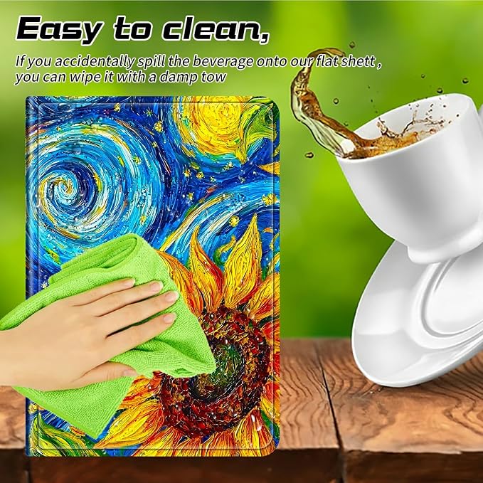 Universal Tablet Case for T-Mobile Revvl Tab 2 10.1" 2025/Revvl Tab 5G 10.36" 2023, 360 Degree Rotating Kickstand Protective Stand PU Leather Shell Cover for 9"-10.5", Starry Sunflower