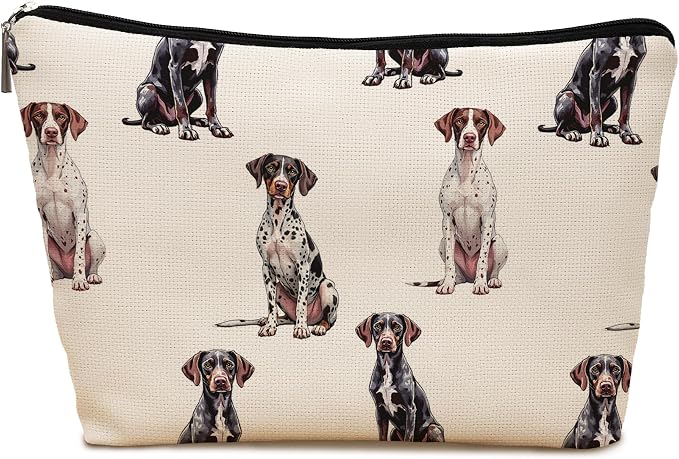 German Shorthaired Pointer Dog Makeup Bag, Dogs Lovers Gifts Cosmetic Bag for Women, Dog Mom Lovers Owner Gifts for Women Christmas, Pet Lover Gift Zipper Travel Makeup Pouch for Purse