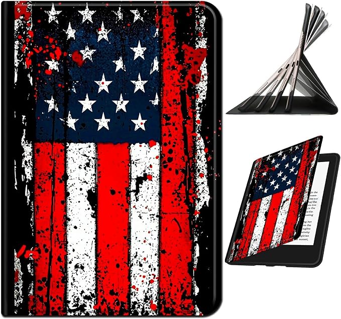 Case for Samsung Galaxy Tab S10+ Plus 2024/ S9 FE Plus/ S9 Plus 12.4" 2023 | Slim Leather Smart Cover with Multi-Angle Anti-Slip Stand [Auto Wake/Sleep] Shell for Women Men, Vintage Black Flag