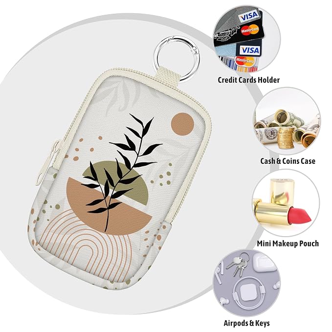 Hand Sanitizer Holder, Abstract Leaf Spray Case Zippered Pouch | Keychain, Travel Size, Cute Fashion Accessory with Snap Hook, for Glow Mist and Power Mist 1FL OZ, Mini Small Pocket Clip on