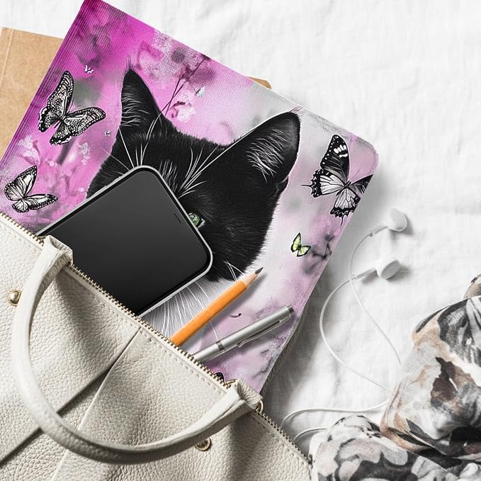 for Microsoft Surface Pro 11/10/9-13" 2024/2022 Tablet Case,Auto Wake/Sleep,Adjustable Stand Protective Cover - Black and White Cat Butterfly