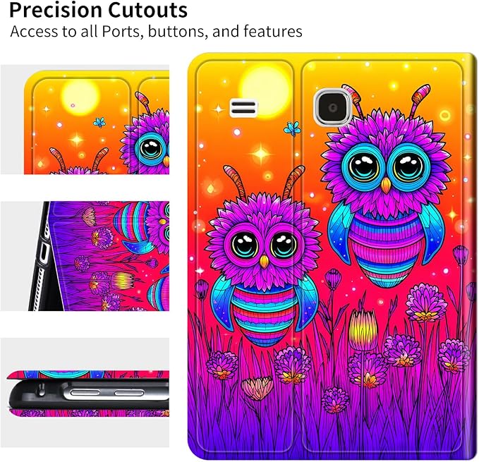 for Samsung Galaxy Tab E 9.6" 2015 SM-T560/T561/T567 Case | Slim Leather Smart Cover with Multi-Angle Anti-Slip Stand [Auto Wake/Sleep] Shell for Women Men - Honey Sunset