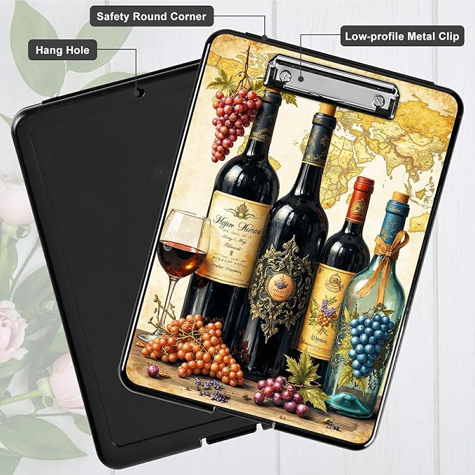 Heavy Duty Storage Clipboard, Slim Nursing Clipboard with Internal Pen Case, Portable File Organizer Case for A4 Letter Size Paper Office Medical Professionals, Grape Wine