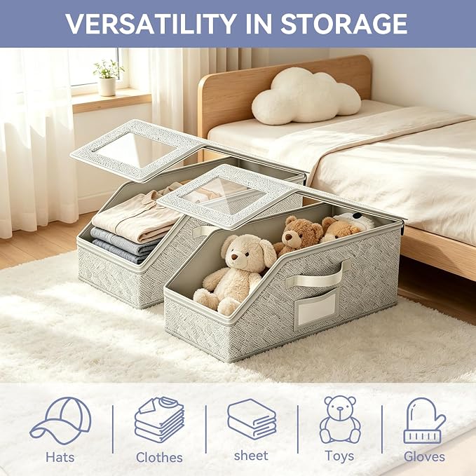 Stackable Hat Storage for Baseball Caps, 2 PCS, Grey | Holds up to 24 Caps, Hat Organizer for Closet, Sturdy Snapback Boxes for Men, With Cardboard
