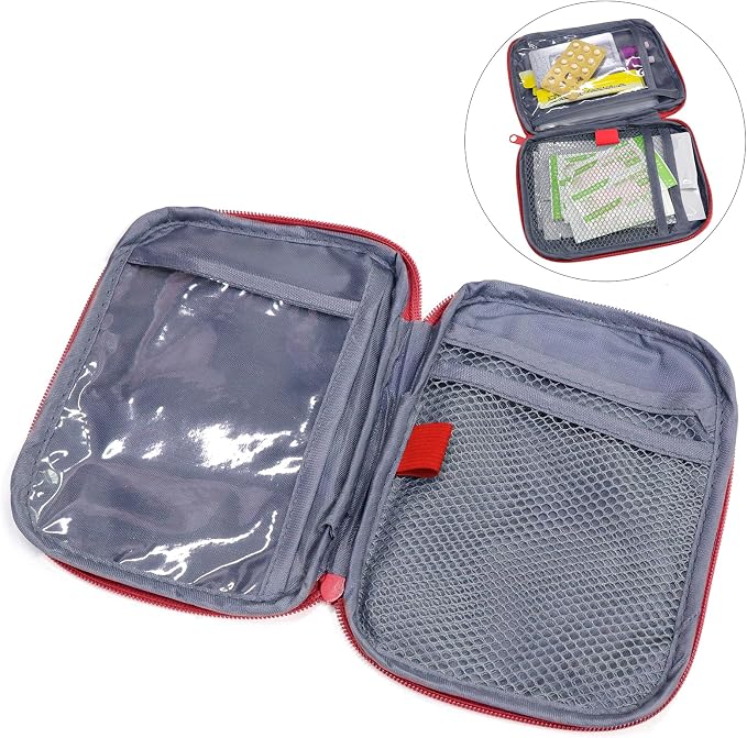 Faylapa 3 Pcs Mini Empty First Aid Bag, 7x5 inches Mini Portable Medical Pouch, Travel Emergency Multifunction Emergency Storage Bag for Hiking, Home, Travel, Camping, Outdoor, Car, Office(Bag Only)