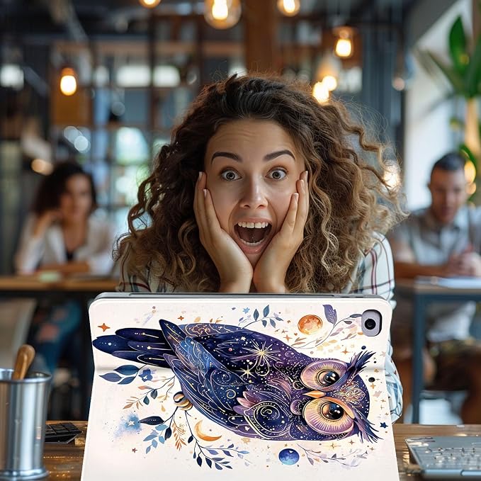 for Microsoft Surface Go 4/3/2/1-10.5" 2021 Tablet Case,Auto Wake/Sleep,Adjustable Stand Protective Cover - Cute Owl