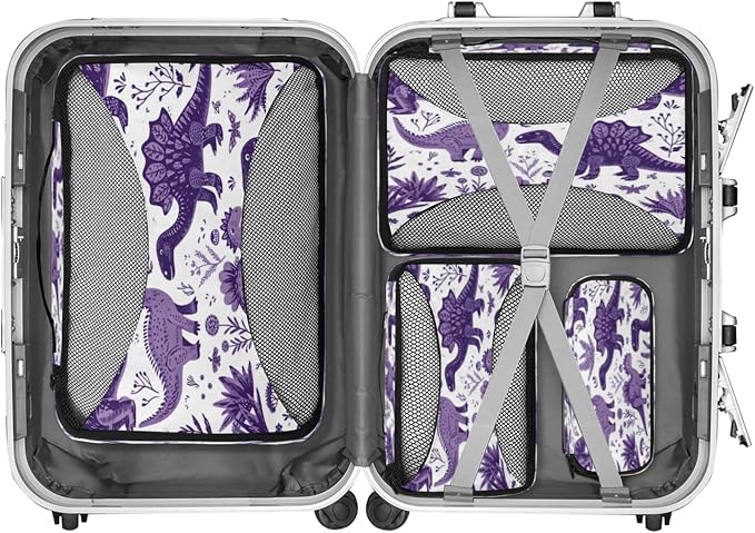 Dinosaurs Packing Cubes for Travel, Luggage Packing Organizers, Cute Cartoon Dino Travel Accessories Large Toiletries Bag for Clothes Shoes Cosmetics Toiletries