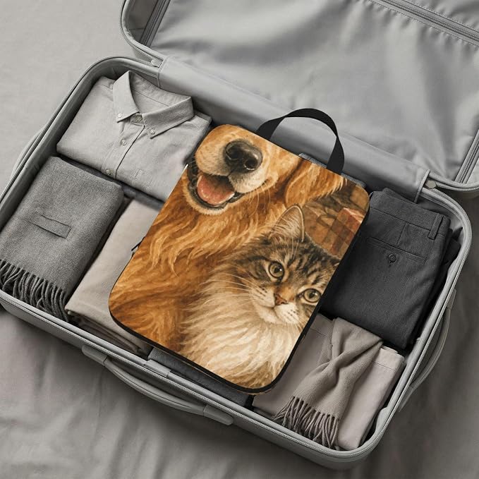 Holiday Pet Hearth 4 Set Compression Packing Cubes | Expandable Travel Organizers For Suitcases, Carry-On Bags, Business Trips, Camping, And Closet Storage