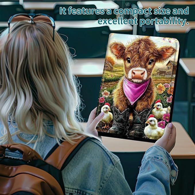 Case for Samsung Galaxy Tab S5e 10.5" 2019 SM-T720/725, 360 Degree Rotating Stand with Multi-Angle Vertical & Horizontal Viewing Shockproof Shell for Women Men, Rooster Yellow Cow