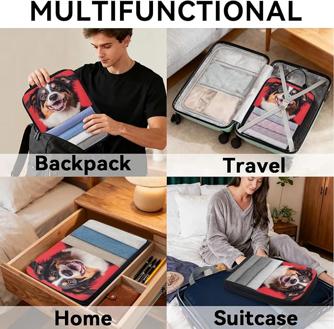 Dog Puppy 6 Set Compression Packing Cubes Cute Dogs Expandable Packing Organizer for Travel Accessories Luggage Suitcase Bag