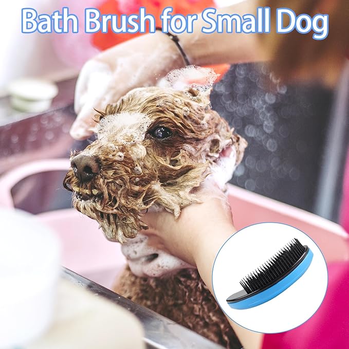 2 Pcs Small Dog Brush Puppy Brush for Small Dogs Soft Dog Bath Brush Gentle Dog Hair Remover Brush Grooming Tool for Teddy Yorkies Maltese Shih Tzu Chihuahua Puppy Hair Brush, Blue