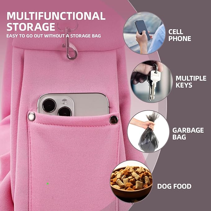 ARZQUT Dog and Cats Carrier Sling, Small Pet Carrier with Storage Pocket | Reversible Puppy Sling Carrier, Safety Buckle, Storage bag, Machine Washable for Travel, Outdoor Activitie, Hand-Free, Pink
