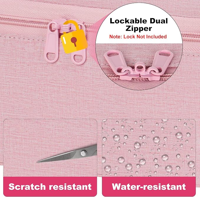LEFOR·Z Medicine Bag,Double Layers Pill Bottle Organizer Travel Bag Empty | Medical Supplies Storage Bag with Lockable Zipper & Adjustable Divider,Medication Carrying Bag for Pills,Vitamins,Pink