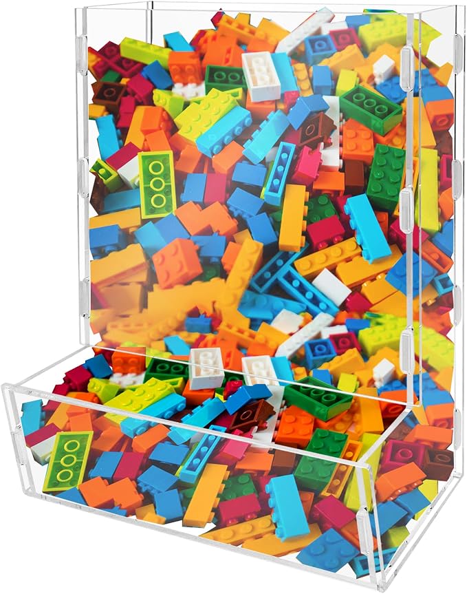 Montex Acrylic Wall Toy Dispenser, Acrylic Wall Storage, (Single Compartment) Hanging Organizer and Storage Bin for Playroom, Blocks, Cars, Balls, Snacks