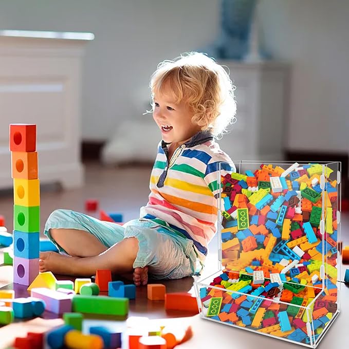 Montex Acrylic Wall Toy Dispenser, Acrylic Wall Storage, (Single Compartment) Hanging Organizer and Storage Bin for Playroom, Blocks, Cars, Balls, Snacks