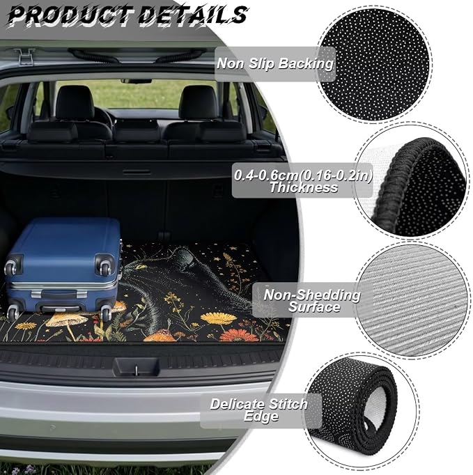 Cat Print Pet Friendly Cargo Liner for Dogs 29" x 39", Universal All Weather Car Trunk Mat for SUV Truck, Non Slip Washable Durable Black Protection Mats