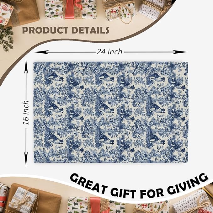 Australian Shepherd Kitchen Dish Towels,Blue and White Floral Dog Towel Dish Tea Towels, Chinoiserie Decor for Kitchen Bathroom,Australian Shepherd Gifts for Dog Lover Mom Dad,16x24 Inch