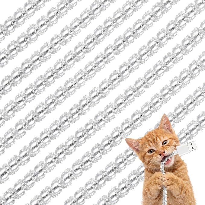 Frienda 10 Pcs Cord Protectors from Pets No Chew Spiral Cable Protector 43.3'' Phone Charger Cover Data Cable Protective Sleeve Chew Proof USB Wire Cover Stylish for Cat Dog Rabbit (Flash White)