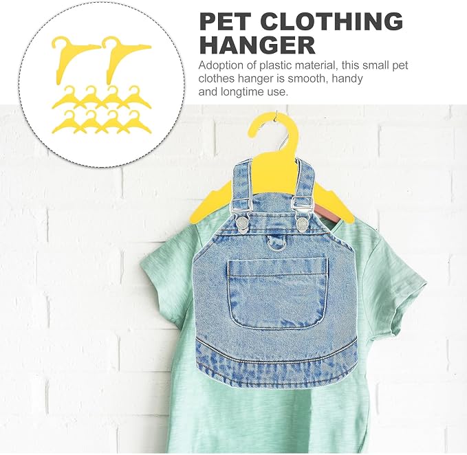 YARNOW 10pcs Yellow Plastic Pet Clothing Hanger Rack for Indoor Outdoor Use | Large Size, Not Easy to Deform, Portable Anti-skid Design, Practical Storage for Pet Apparel