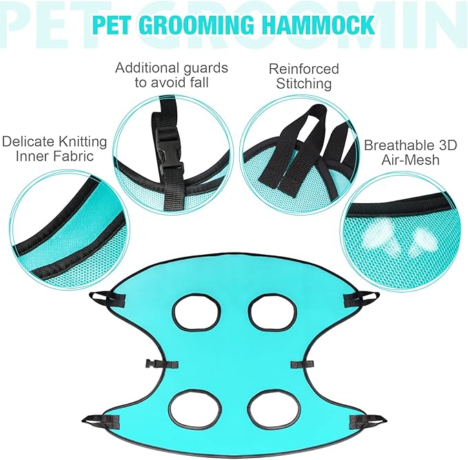 ATESON Dog Grooming Hammock - Upgrade Pet Grooming Harness for Nail Trimming (S 30lb), Dog Sling for Nail Clipping, Dog Hanging Holder Hanger for Cutting Nail with Nail Clippers