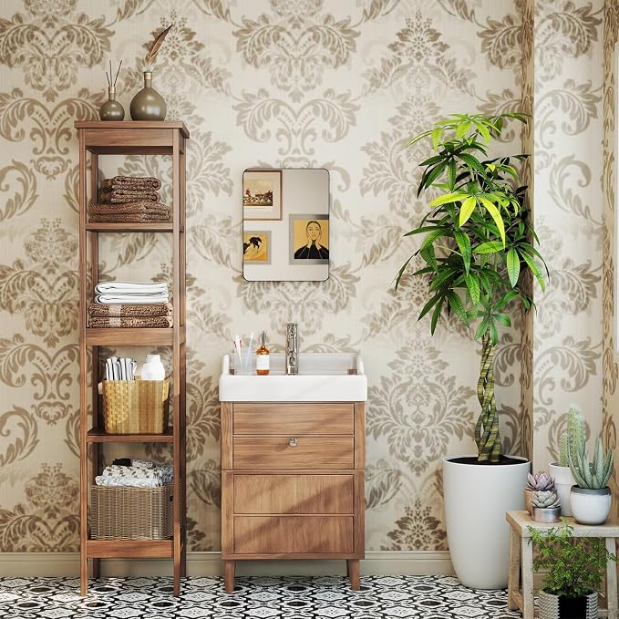 14x18 in Medicine Cabinet with Mirror for Small Space, Matte Black | Fully Assembled; Recessed or Surface Mount; Metal Construction with One Adjustable Glass Shelf for Flexible Storage