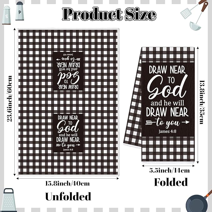 GROBRO7 Bible Verse Hand Towel - 6Pcs Religious Inspirational Thought Prayer Verse Scripture Kitchen Dishcloths Soft Polyester Towels Bathroom Home Decor Christian Gift for Men Women Housewarming