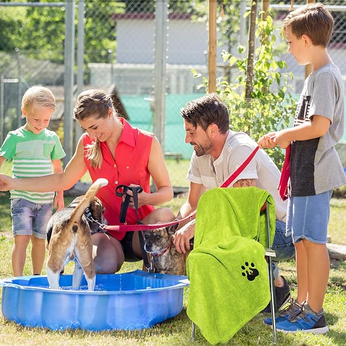 Dogvingpk Extra Large Dog Towel - Pack of 2 - Super Absorbent Soft Microfiber Pet Bath Grooming Towels for Drying Dogs and Other Pets (XL-55" * 36", Green and Gery)