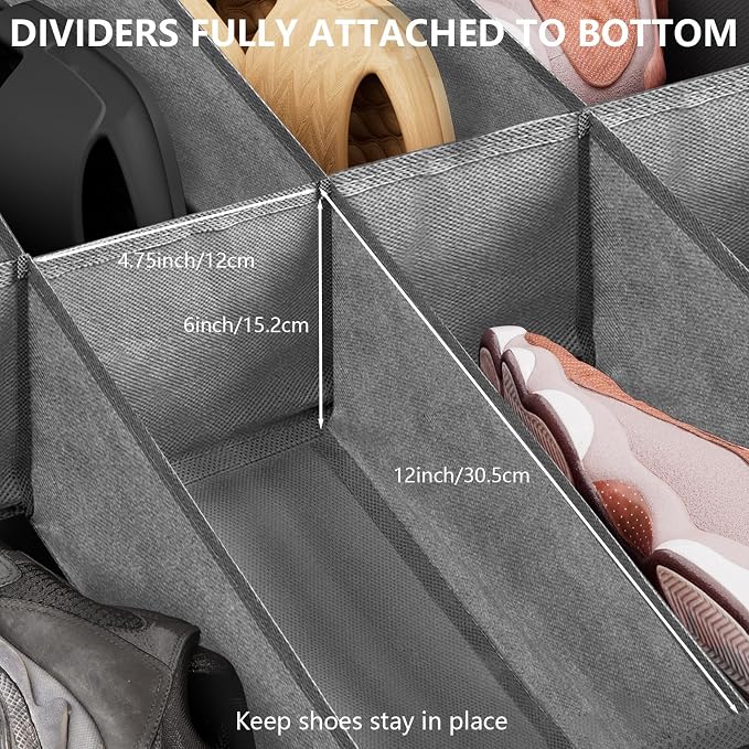 Under Bed Shoe Storage Organizer Fits 16 Pairs Shoes and 4 Pairs Boots, Underbed Shoe Storage Boxes Bins, Organizador De Zapatos, Extra Large Zapateras Organizer for closet, Black, Set of 2