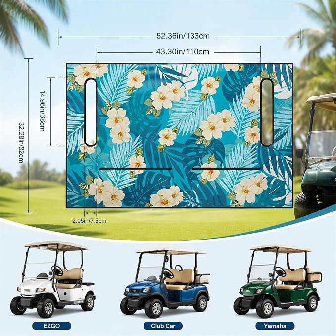 Tropical Golf Cart Seat Covers with Pockets, Universal Golf Towel Blanket for Women Men Club Car Decor