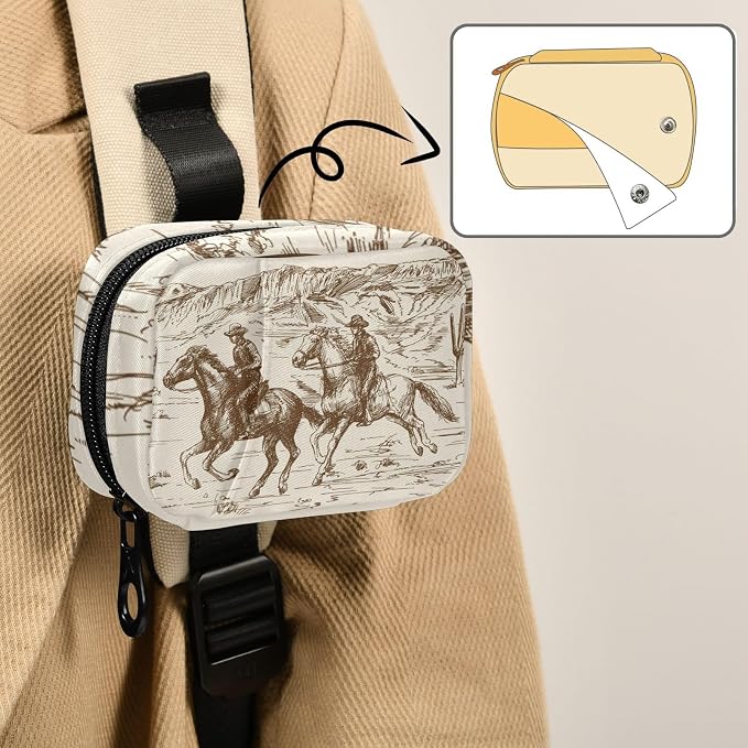 Ollabaky Western Desert Cowboy Vintage Pill Organizer Travel Pill Cases Bag Portable Pill Container 7 Days Pill Box Organizer Vitamin Supplement Holder with Zipper for Family Business