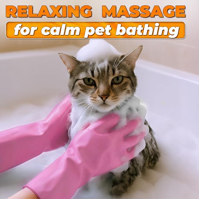 Cat & Dog Shampoo Gloves with 3000 Soft Bristles | 2-in-1 Dog Bath Gloves for Massage, Grooming & Clean Wet or Dry